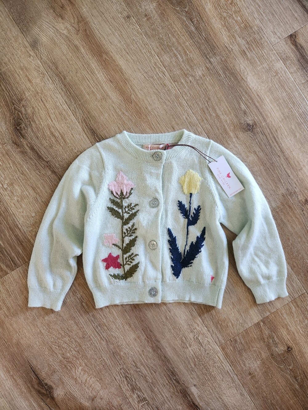 NWT Pink Chicken Baby Girl Light Aqua Blue Paper Floral Cardigan Sweater